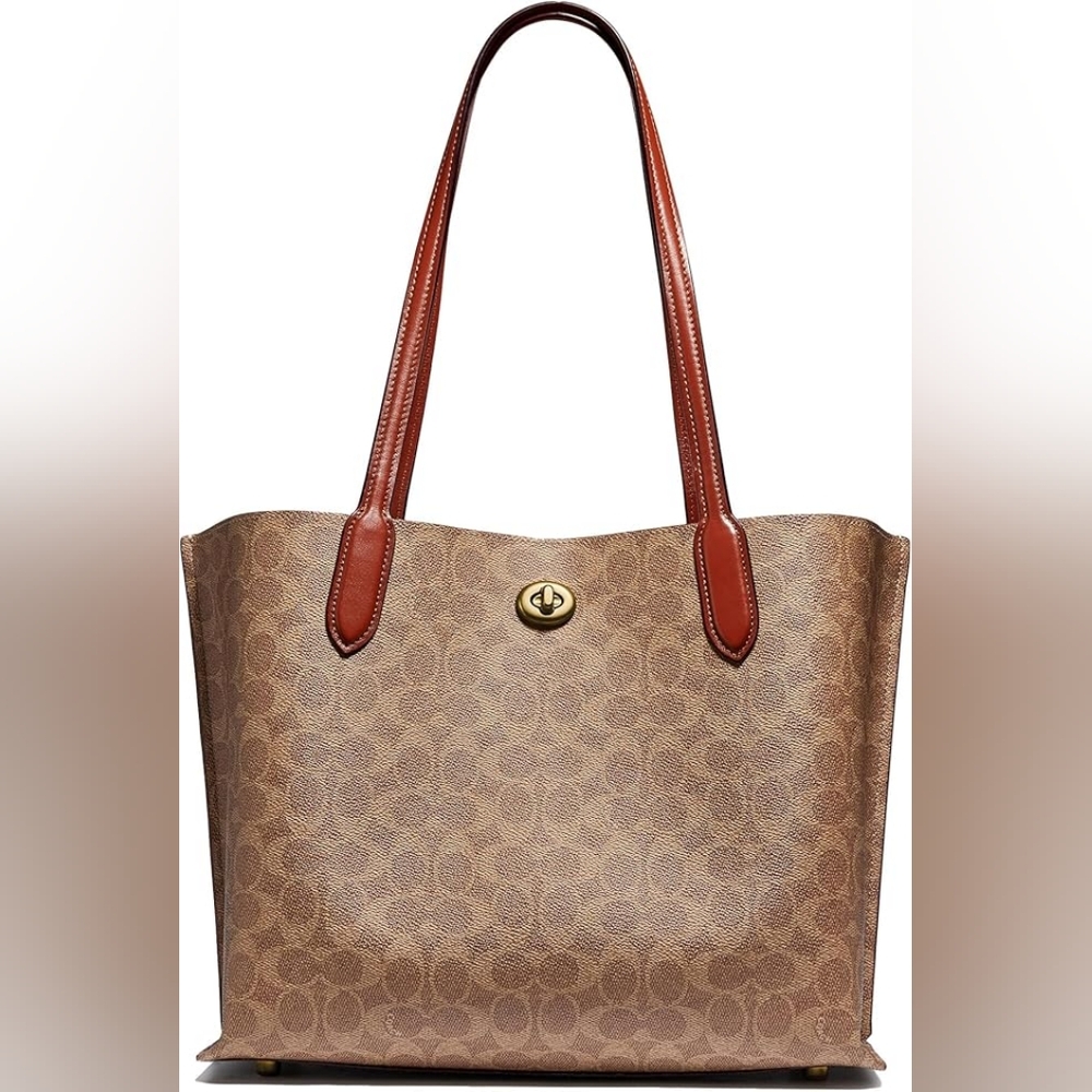 ‼️LAST One Coach Signature Logo Willow Canvas and Leather Tote Bag NWT